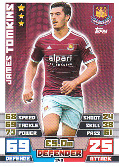 James Tomkins West Ham United 2014/15 Topps Match Attax #349